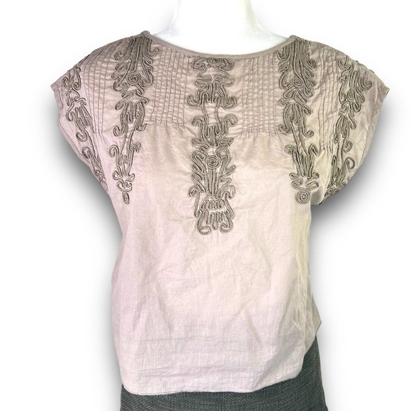Free People Tan / Nude Embroidered Quills Cropped Top Size Small - Picture 8 of 16